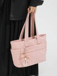 Women's Tote Bag, Lightweight Fluffy Handbag, Suitable For Travel, Work, Beach, Gym, Shopping - Pink - View 4