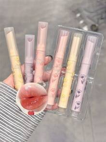 3PCS  Heart-Shaped Moisturizing & Glossy Jelly Lipstick Pen Set Y2K High Pigment  Lip Combo Hydrating Reduce Lip Fine Lines Lip Makeup Mother'S Day Graduation Birthday Holiday Winter Y2K Fancy Fashion Makeup Cosmetic Party Beach Travel Camping Outdoors School Campus Trip Festivals Decor Gift Present Rose Girl Cosplay Best Color Charm Vibe - 彩色 - 查看 5
