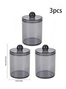 Modern Round Bathroom Vanity Countertop Storage Organizer Jars For Swabs, Round Objects, Ball Objects, Makeup Pads, Bath Salts - 4 Pcs Back To School - Multicolor - View 12