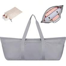 Bolsa para tapete de yoga con compartimento para zapatos y bolsillo húmedo, bolsa de gimnasio para pilates para mujeres y hombres con correa para sujetar el tapete de yoga, accesorios para entrenamiento - Gris - Ver 12