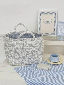 1 Pc Style Floral Large Laundry Basket Large Capacity Portable Storage Basket Foldable Snack Basket With Handle For Women And Girls Cosmetic Storage Basket Toy Storage Basket Skincare Storage Basket Women Makeup Storage Multifunctional Storage Basket Cosmetic Organizer Home Decor Livingroom Bedroom Decor Bathroom Decor