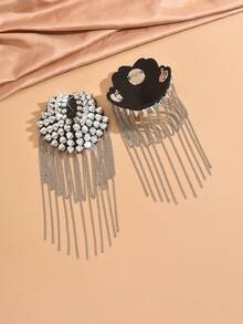 Fashionable Retro Gold Tassel Epaulet, Rhinestone Metal Rivet, Hip Hop Rock Bar Nightclub Singer Shoulder Strap, Unisex Suit Performance Accessory