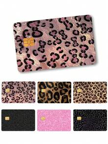 Leopard Print Glitter Card Stickers, Glitter Card Holders, Dubai Luxury Style, Cool Crystal Frosted Starry Silver Shiny Solid Color Stickers, Suitable For Credit Cards, Debit Cards, Transportation Cards, Access Cards, With Waterproof Function - Multicolor - View 1