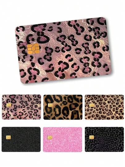 Leopard Print Glitter Card Stickers, Glitter Card Holders, Dubai Luxury Style, Cool Crystal Frosted Starry Silver Shiny Solid Color Stickers, Suitable For Credit Cards, Debit Cards, Transportation Cards, Access Cards, With Waterproof Function
