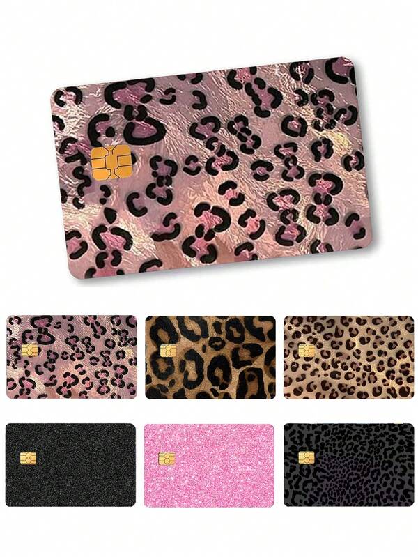 Leopard Print Glitter Card Stickers,Glitter Card Skins, Dubai Wealthy Style,Cool Crystal Frosted Starlight Silvery Shiny Solid Color Pattern Stickers,Credit Card,Transaction Card ,Transportation Card,Access Card Skin,With Features Like Waterproofing