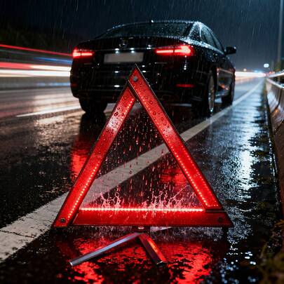 1 قطعة/2 قطعة علامة تحذير مثلثية للسيارة، قطع غيار السلامة للسيارة، علامة تحذير انعكاسية كبيرة حمراء قابلة للطي، حامل ثلاثي للطوارئ، أداة سلامة مرور طوارئ عملية رخيصة مناسبة لجميع الموديلات