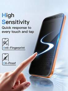 3 pezzi Pellicola protettiva in vetro temperato 9H, adatta per iPhone 11/12/13/14/15/16/17/17 Air/17 Pro/17 Pro Max, anti-graffio, anti-impronta, anti-sbirciata, compatibile con custodie per telefono, copertura completa dello schermo