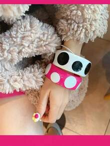 1 pieza Brazalete de resina artístico y exagerado con lunares de colores, adecuado para uso diario, calle, fiesta, banquete, festival de música