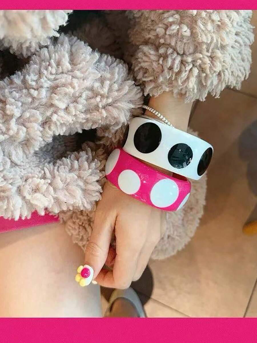 1 pieza Brazalete de resina artístico y exagerado con lunares de colores, adecuado para uso diario, calle, fiesta, banquete, festival de música