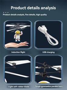 Children's Gesture Sensing Hovering Toy, Cool Glowing Flying Astronaut Mecha Robot Shaped, Interactive Playtime, Christmas Gift For Boys And Girls Aged 3-12 - Multicolor - View 9