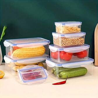 4 pièces/set Boîtes de rangement alimentaire en plastique transparent, boîtes de rangement hermétiques rectangulaires, convenant pour le réfrigérateur, le micro-ondes, les boîtes à lunch. Convient pour les fruits, les légumes, le fromage. Boîtes de rangement de cuisine résistantes à la chaleur.