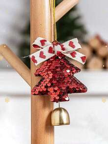 1pc Christmas Decoration Red & White Plush Christmas Tree Bell, Christmas Tree Ornament Hanging Decor, Photography Prop, Suitable For Indoor/Outdoor Christmas, Bar, Party Atmosphere Decoration, Christmas Tree Wind Chime - Multicolor - View 15