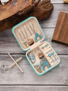 Hộp đựng trang sức có gương (12 chiếc/1 hộp), hộp đựng trang sức du lịch có khóa kéo tiện dụng, hộp đựng trang sức tối giản dùng cho du lịch và gia đình, hộp đựng trang sức mini bằng da thời trang, hộp đựng trang sức, hộp đựng trang sức nhỏ chống bụi, hộp đựng trang sức có khóa kéo, hộp đựng phụ kiện trang sức, hộp đựng mỹ phẩm. - Nhiều màu - Xem 10