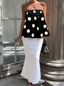 GLOpass Polka Dot Loose Fit Camisole Top, Sexy & Elegant For Daily Wear And Gatherings Black Summer - Black - View 6