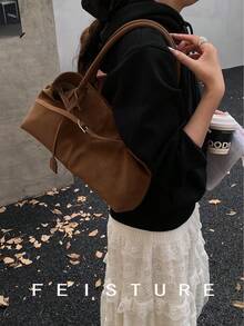 1 Túi xách nữ có dây đeo trang trí dung tích lớn, Túi tote thời trang có khóa từ, Thích hợp cho bé gái, quý cô, sinh viên đại học, chuyên gia trẻ, Tuyệt vời cho công việc, kinh doanh, đi làm, đi học - màu nâu - Xem 3