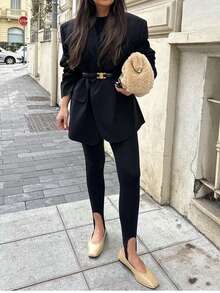 Y2K Stirrup Leggings For Women High Waist Stretchy Yoga Pants Comfy Dance Gym Workout Tights Stirrup Pants Streetwear - 黑色 - 查看 4