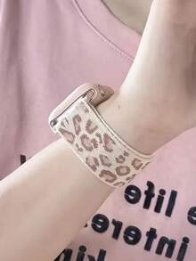 2 件可爱豹纹表带 + 表壳，适用于 42 毫米 46 毫米 49 毫米 41 45 44 42 41 40 38 表带弹性尼龙腕带，适用于 S11 S10 9 8 SE 7 6 5 4 所有系列 - 粉色 - 查看 2