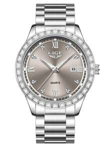 LIGE New Fashion Women's Wrist Watch, Waterproof For Daily Life, Luminous Design, Minimalist Luxury Dial, Ladies Watch - Silver - View 11