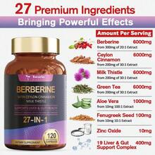 Berberine Capsules With Ceylon Cinnamon, Milk Thistle - 120 Caps - Unflavored - 查看 2