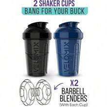 2 Pack 20oz Shaker Bottles With Stainless Steel Balls Leakproof Odor Resistant For Protein Smoothies Gym Travel Halloween Fitness Gift - Xanh lam / Đen - Xem 3