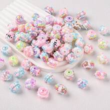 15/30颗Y2K可爱系列亚克力手绘珠子，手链项链制作散珠，花朵/水果/爱心/卡通图案随机混搭，DIY钥匙扣、手机挂绳、包包链、手工材料 - 多色-1 - 查看 9