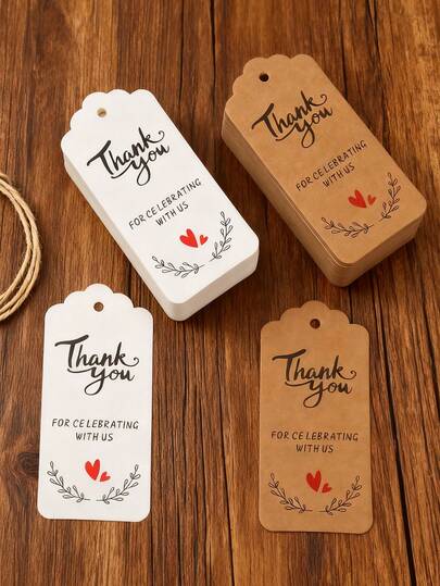 50/100pcs Alien Themed Gift Packaging Labels, Comes With Jute Rope And Greeting Labels. Can Be Used As Product Labels, Gift Tags, Customer Thank You Cards. Suitable For Malls, Clothing Stores And Gift Shops.