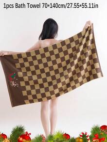 QIBHI 3/2/1 pieza Toalla de baño/toalla de mano decorativa con bordado de ciervos con tablero de ajedrez navideño, regalo de Navidad, toalla de pareja/toalla de baño, toallas de ducha decorativas navideñas para salón de belleza, hotel, deportes, artículos esenciales para el hogar, toalla, toalla de baño para el cuidado de la piel - Multicolor - Ver 11