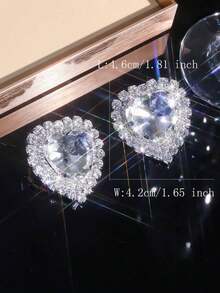 1 Pair High-End Exaggerated Geometric Crystal Pearl Earrings, Rhinestone-Studded In Random White, Green & Red Colors – Fashionable, Luxurious, Personalized Statement Jewelry For Parties, Dresses & Versatile Occasions - 白色 - 查看 6