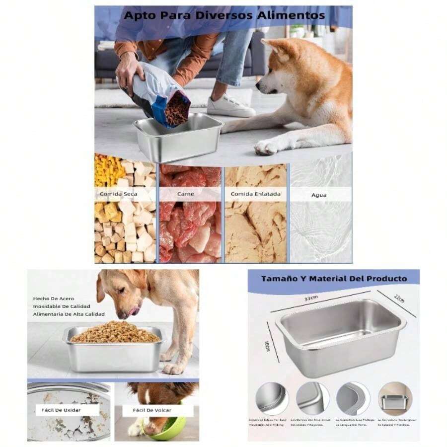 Plato para Perro de Acero Inoxidable, Tazn para perros 4. litros gran capacidad, platos para perro, cuenco de agua de metal y trastes para perro, Adecuado para Perros medianos y Grandes - inicial - Ver 1