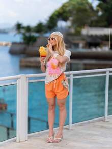 Blusa Feminina Gola Redonda Estampa Verão APEROL SPRITZ Camiseta em Algodão Premium - Creme - Visão 7