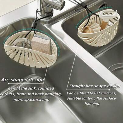 1 chiếc túi treo vòi nước hình vỏ sò sáng tạo, lý tưởng để đựng miếng bọt biển, len thép, bàn chải rửa chén, phụ kiện nhà bếp bền chắc, giải pháp sắp xếp bồn rửa phòng tắm thiết thực.