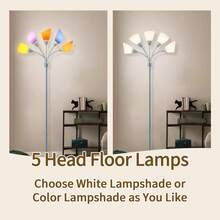 HonoDing Medusa Floor Lamp, Multi Head 5 Light Floor Lamps For Living Room With 10 Lampshade, Adjustable Gooseneck Reading Standing Lamp For Bedroom,Office,Kids,Classroom ,Christmas Decorative Lights(Sliver) - US A Type Plug(110-127V) - View 5
