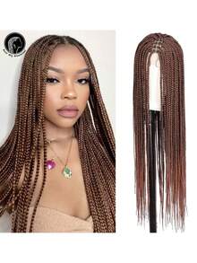 36" Full Lace Braided Wigs Synthetic Hair Box Braids Lace Front Wigs Knotless Braided Wigs For Women Braiding Wigs African
