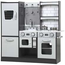 AIYAPLAY Cucina Giocattolo per Bambini, Cucina Legno per Bambini, Cucinetta Giocattoli con Fornelli, Microonde, Armadietti, Lavandino, Pentole, Accessori in Acciaio Inox, 3-8 Anni, 81x27x80cm, Marrone - Multicolore - Visualizzare 2