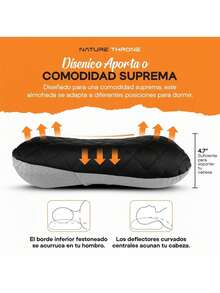 Nature Throne Almohada Inflable Ultraligera para Camping, Mochilero, Viaje, Excursionismo - Funda de Espuma Lavable, Correa de Sujeción y Soporte Ergonómico - Compacta y Portátil - 1 - Ver 3