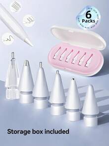 6支装 Apple Pencil 笔尖，兼容 Apple Pencil 笔尖及笔盒，笔尖纤细，精准控制，不易磨损，金属笔尖，兼容 Apple Pencil 第一代/第二代/USB-C/iPad Pro，针状笔尖，带笔盒，iPad Pro 笔套装，圣诞节、家人、朋友、生日、节日最佳礼物，笔配件