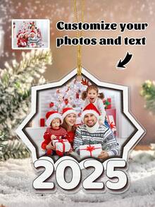2025 Customized Family Photo Ornament (1pc), Photo Customized Ornament, Family Christmas Ornament, Personalized Family Photo Memento, Large Family Ornament, Photo Ornament, Transparent Acrylic Christmas Tree Pendant, Unique Holiday Gift For Family And Friends, Personalized Family Christmas Ornament, Personalized Gift, Customized Christmas Gift, Customized Christmas Tree Ornament - Multicolor - View 9