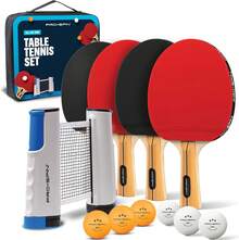 PRO SPIN All-In-One Pong Set - Retractable Pong Net Any Table (72), Pong Paddles And Balls, Storage - Portable Table Tennis Family Games, Gifts Boys & Girls - Red - View 9
