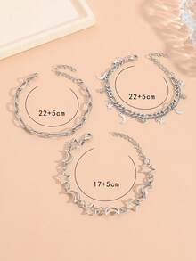 3pcs Simple And Charming Hollow Star Anklet Set For Women, Perfect For Beach And Daily Wear In Summer - Silver - View 5