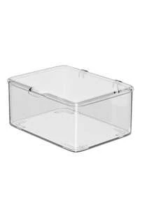 Grande scatola di stoccaggio multifunzionale in acrilico ad alta trasparenza per l'organizzazione domestica e del bagno: scatola di stoccaggio a prova di polvere ad alta capacità per cosmetici, gioielli, accessori da bagno e di bellezza, forniture per ufficio, materiali per il fai da te, kit di cucito, strumenti per capelli e articoli essenziali per la scrivania, design sottile e impilabile, elegante e trasparente per una facile visualizzazione e accesso - Multicolore - Visualizzare 12