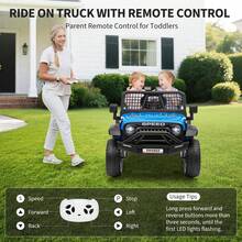 Huisuilinss Ride On Truck,12V Kids Electric Car,Ride On Car With Remote Control,Music Player,LED Lights,Ride On Toy For Boys & Girls - Blue - View 2