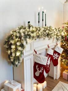 1Piece Artificial Christmas Wreath With Pine Needles, Green Wreath, Holiday Outdoor Winter Decoration, Pine And Cypress Wreath, Christmas Decoration, Table Curtain, Background Wall, House Winter Wreath, Outdoor Indoor Christmas Decoration Christmas Decorations Home Christmas Gifts Christmas Decor