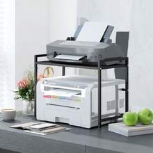 HOMCOM Erweiterbares Mikrowellenregal Mikrowellenständer Mit 3 Haken Küchenregal Mikrowellenhalter Aus Metall, Schwarz - Black - View 6