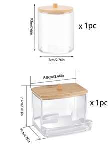 4 piezas Soporte para cosméticos, Organizador de cosméticos para baño, Caja de almacenamiento de maquillaje, Estante dispensador con tapa de bambú - Multicolor - Ver 12