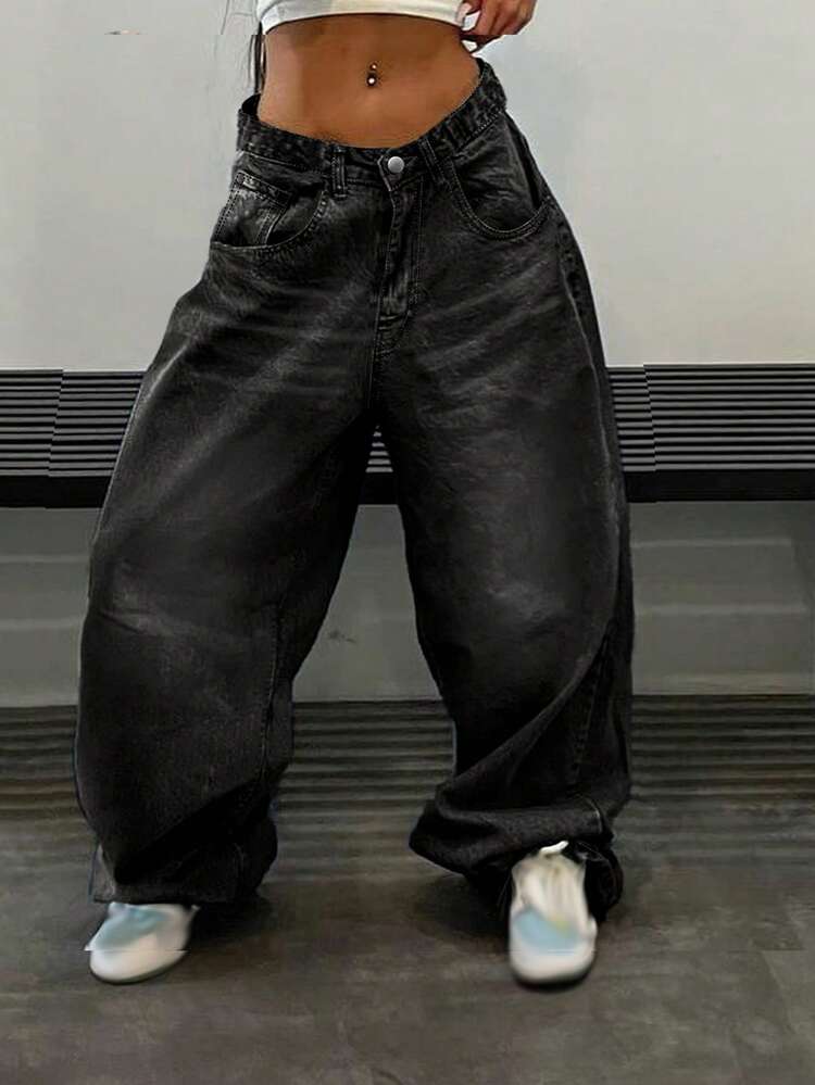 Quần jeans nữ denim thường ngày đa năng, phong cách đường phố Âu Mỹ, màu đen, mùa xuân. - màu đen - Xem 3