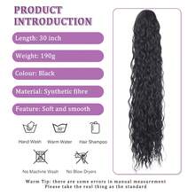Extensiones de cola de caballo rizada con clip, peluca de cola de caballo sintética con cordón, onda de agua larga de 24/30 pulgadas, pieza de pelo falsa de cola de caballo afro para mujeres