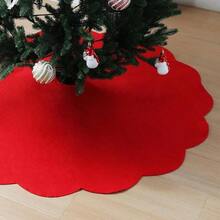 Nonwoven Tree Skirt, 24 Inch Scalloped Xmas Tree And Seasonal Holiday Indoor DecorationRed, 24 Inch