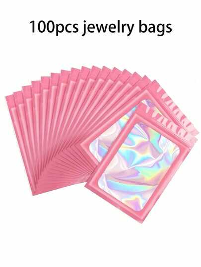 100 piezas Bolsas de almacenamiento de joyas de colores del arcoíris, bolsas de joyas de viaje convenientes, bolsas de embalaje de regalo de joyas, bolsas selladas autosellantes, reutilizables, a prueba de polvo y antioxidantes, accesorios de almacenamiento de joyas, contenedores de almacenamiento de viaje, artículos esenciales de viaje, organización de accesorios de joyas, regalos para mujeres, regalos navideños, regalos de Navidad.