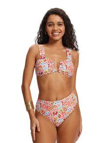 AONIHUA 女士可爱吊带碎花两件式泳衣套装 中等弹力比基尼 波西米亚风优雅泳装 沙滩装 夏季度假装 - 彩色 - 查看 12