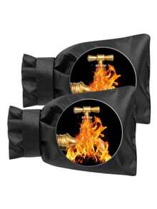 1 pieza Cubierta de grifo de estilo vintage para exteriores - Protección contra congelación con franja reflectante, protector de grifo aislado de poliéster universal antihielo con accesorios de instalación, se ajusta a conectores de Norteamérica, compatible con válvulas de caja de tinta, superficie sin terminar